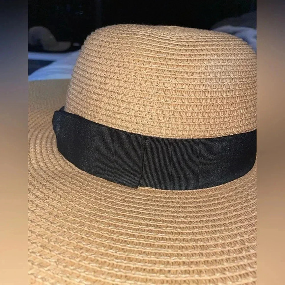NEW DEBRA WEITZMAN WIDE BRIM FLOPPY HAT IN KHAKI/BLACK SIZE MEDIUM - Picture 6 of 12